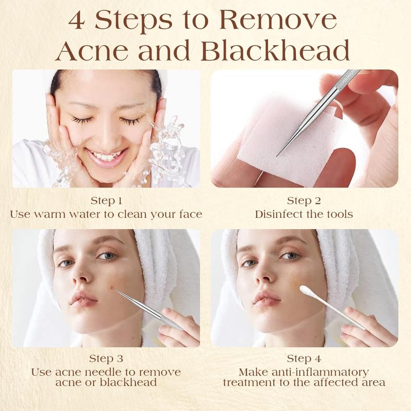 DERMATED 22 Pcs Pimple Popper Tool Kit 410 Stainless Steel Blackhead Remover Tools, Pimple Extractor Tool Kit for Blackheads, Blemish, Comdone, Acne, Zit, and Whiteheads for Face & Nose - Image 4